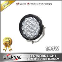 round 9in 180W led driving spot light for 4WD offroad SUV Jeep buggy heavy duty equipments