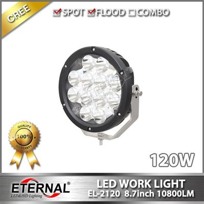 round 9in 120W LED driving light high power offroad Jeep agriculture equipments tractor trailer truck light