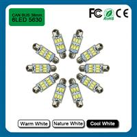 38mm 6LED 5630 Festoon Auto Cool White LED Dome Light Bulb