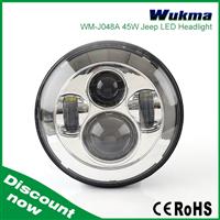 7" Round Led sealed beam 45w replacement Jee-p led headlight with H4 plug, H13 adaptor For Land r over , Hilux, Sierra, TJ