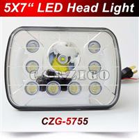 CZG-5755 5X7'' headlight 7"inch led head light 55w led work light with Emark E9 Hi/Lo Beam Angel Eyes for Jeep Wrangler