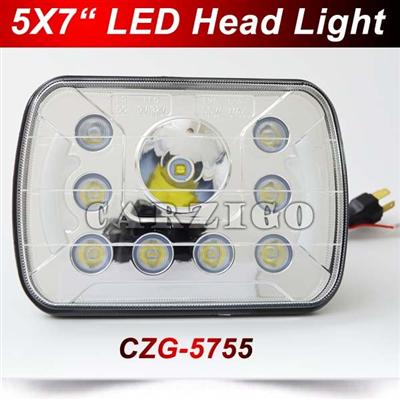 CZG-5755 5X7'' headlight 7"inch led head light 55w led work light with Emark E9 Hi/Lo Beam Angel Eyes for Jeep Wrangler
