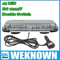 DC12V-24V 44 LED 44W Magnets Emergency Strobe Lightbar Amber/Blue ,8 Flash way LED warning Light