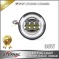 4x4 30W Speakers Harley motor driving spot headlight LED fog lamp with DRL halo ring black chrome base