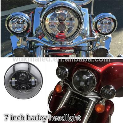 7" Motorbike Projector LED Light Bulb Headlight Fit 2012-later FLD 94-13 Touring Harley Wrangler JK 7" Shape Car