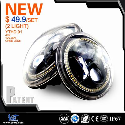 Free shipping, Supplier 7" Round LED Headlights for High Low Beam