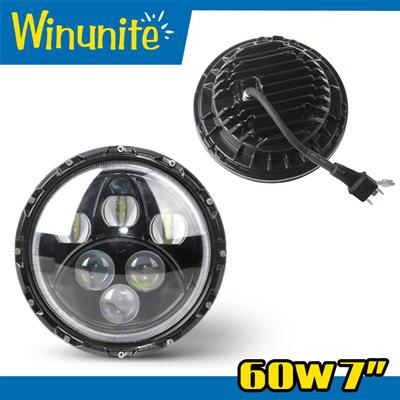 7 inch led headlight car accessories led lighting projector headlamp with blue Angel Eye