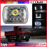 New Model Square 7'' H/L Head Light with Angel Eyes, 12V 24V 45W 5x7 LED Headlight for Truck