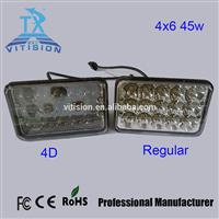 HOT!!!45w high/low beam 4d led 4x6 headlight work light