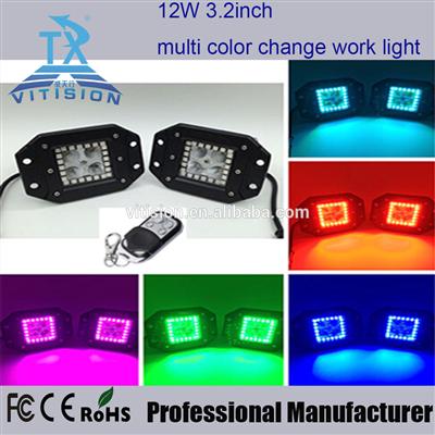 12W 3.2inch cree chips multi color cob led work light