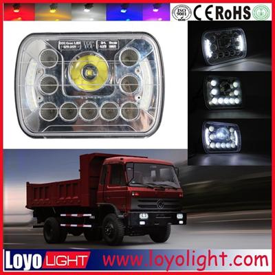 New Model Square 7'' H/L Head Light with Angel Eyes, 12V 24V 45W 5x7 LED Headlight for Truck