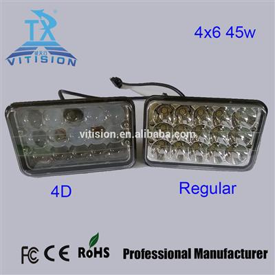 HOT!!!45w high/low beam 4d led 4x6 headlight work light