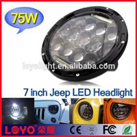 DOT approved 75w jeep wrangler lights , 7 inch round led headlight 12v 24v with daytime running light