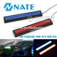 Newest product car led flash drl cob 16*3*1cm b/r flash light