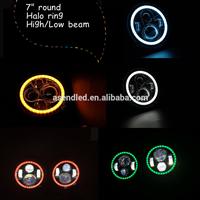 7'' led headlight with angel eyes 45w Hi-Low beam in one lamp 12v RGB led headlamp for Jeep