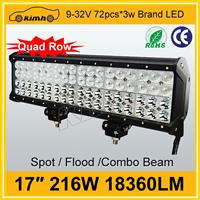 Hot sales 17" 216W 18360LM auto led driving light bar