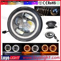 7 inch round headlight with angel eyes 30w high low beam car led headlight, for jeep wrangler 7inch led