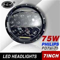 motorcycle auto parts 7 inch round 75w led projector headlights bulb