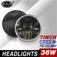 New arrival White lighting high low beam 7 inch 36w round led headlight with yellow blue light