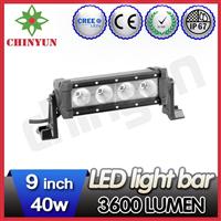 Single Row 40w jk rough country led light bar 9inch spot/flood offroad truck led driving light bar