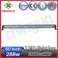 Hot selling 50inch 288w high lumen 4x4/truck/jeep/car led light bar 12V/24V DC IP67 flood/spot/combo optional