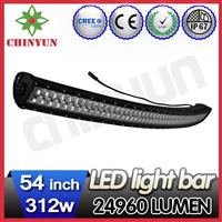 312w dual row offroad led roof light bar 54inch curved led work light bar for truck/4x4/ATV/SUV