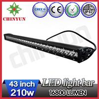 12V/24V 43inch truck offroad spot/flood flat led light bar 210w led auto light bar
