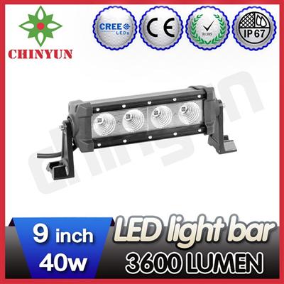 Single Row 40w jk rough country led light bar 9inch spot/flood offroad truck led driving light bar