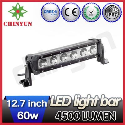 High Quality 60w single row led light bar, off road led work light bar, Black/White color led light bar with switch