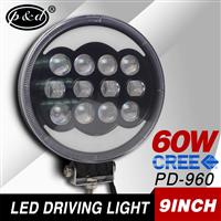 High intensity 60w 9 inch round led driving light with halo ring angel eyes