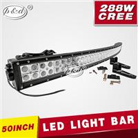 High power 50 inch 288w led light bar 4x4 curved led light bar