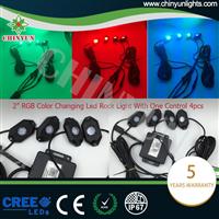 Free app mobile phone control, 2'' Cree rgb led rock lights waterproof IP67