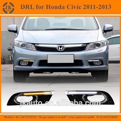 High Power With Yellow Trun Signal Super Quality Daytime Running Lights LED for Honda Civic 2011-2013