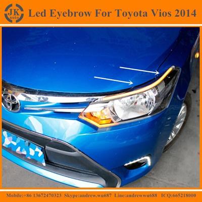 High Quality New Arrival LED DRL Strip for Toyota Vios LED Eyebrow for Toyota Vios Daytime Running light 2014