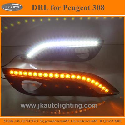 High Quality Turn Signal LED DRL for Peugeot 308 Super Bright LED Daytime Running Light for Peugeot 308