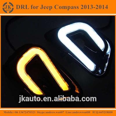 Light Guide High Power With Yellow Trun Signal LED DRL Light Super Quality Daytime Running Light for Jeep Compass 2013-2014