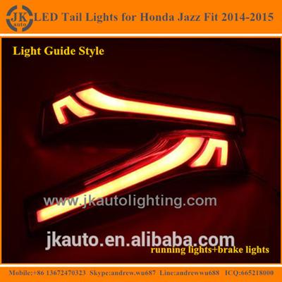 New Arrival LED Tail Lights for Honda Jazz Fit Light Guide Style Auto Tail Lights for Honda Jazz Fit 2014-2015
