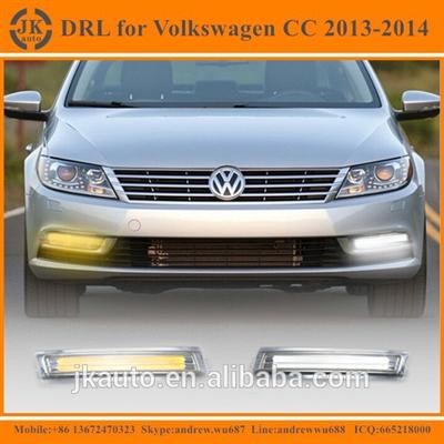 High Power With Yellow Trun Signal LED DRL Light Super Quality Daytime Running Light for Volkswagen VW CC 2013-2014