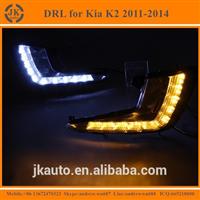 High Power With Yellow Trun Signal LED DRL Fog Light Excellent Quality LED Daylight for KIA K2 2011-2014