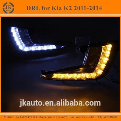 High Power With Yellow Trun Signal LED DRL Fog Light Excellent Quality LED Daylight for KIA K2 2011-2014