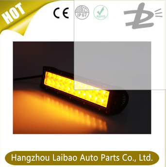 13.5 inch 72W Double Color strobe flash led bar light, amber led offroad light bar