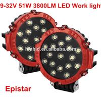 Waterproof Ip 68 9~32V 51W LED work light, 3800LM led flood light,LED off-road light 51W