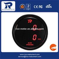 52mm 145PSI red led black bezel air pressure gauge for pedal tavern