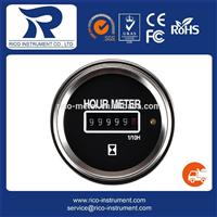 52mm Silver Round Hour Meter 6-50V AC DC heavy machinery- Hourmeter