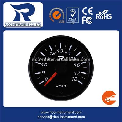 Rico 45mm clear lens white led car mini electrical Voltmeter