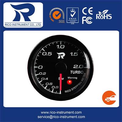 Rico 60mm clear lens white LED stepping motor Turbo Boost Gauge BAR
