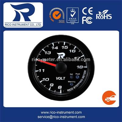 Rico 52mm clear lens white LED stepping motor Voltmeter