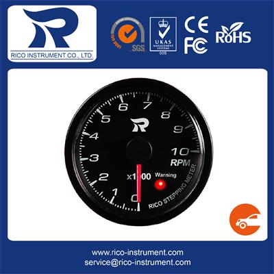 Rico 60mm clear lens white LED stepping motor gauge Tachometer