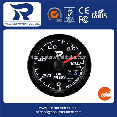 Rico 52mm clear lens white LED stepping motor Oil Pressure Gauge