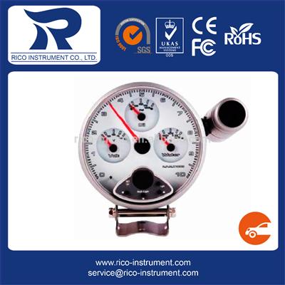 Rico 125mm Super Tacho Multi-function 4 in 1 silver clear lens white LED - Tachometer